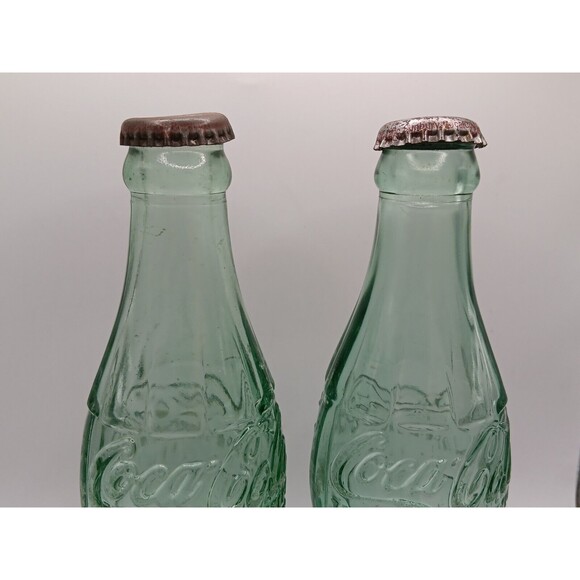 2) Coca Cola Vintage Soda Bottles Green Glass Easton MD & Havre De Grace USA Cap - Picture 4 of 14